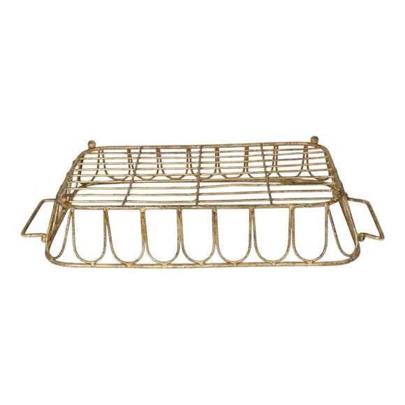 Vintage Painted Heavy Wrought Iron Basket 16"x10 1/4"x 3 1/2" - Picture 5 of 7